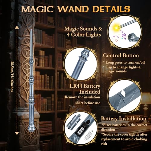 Light Up Magic Wand with Sounds & 4 Color Lights 4PCS W51391