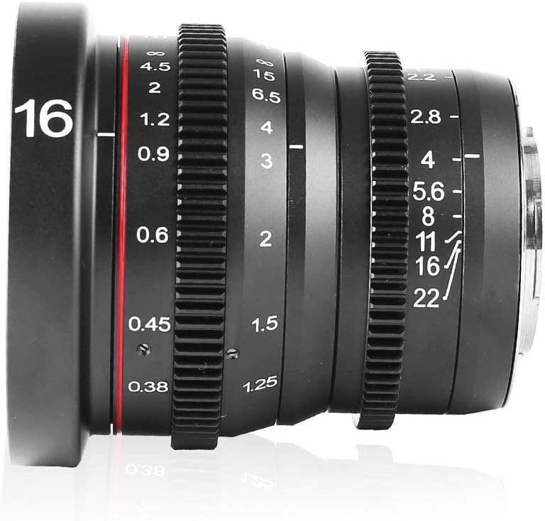 16mm T2.2 Manual Focus Wide Angle Cinema Lens for M43 Mount K79389