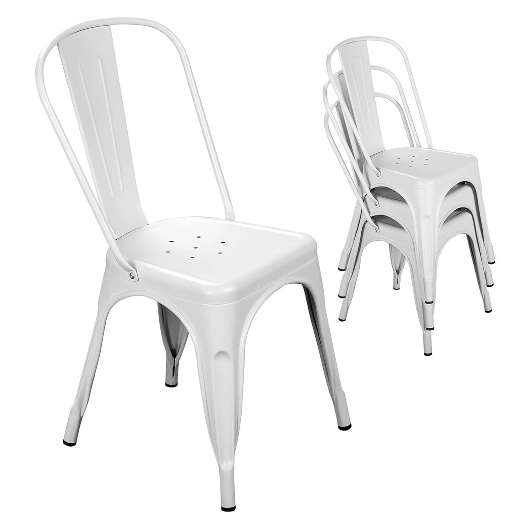 White Metal Stackable Dining Chair Set of 4 R118835