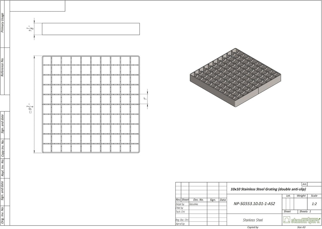 12x12 Stainless Steel Floor Drain with Anti Slip Grate I1567