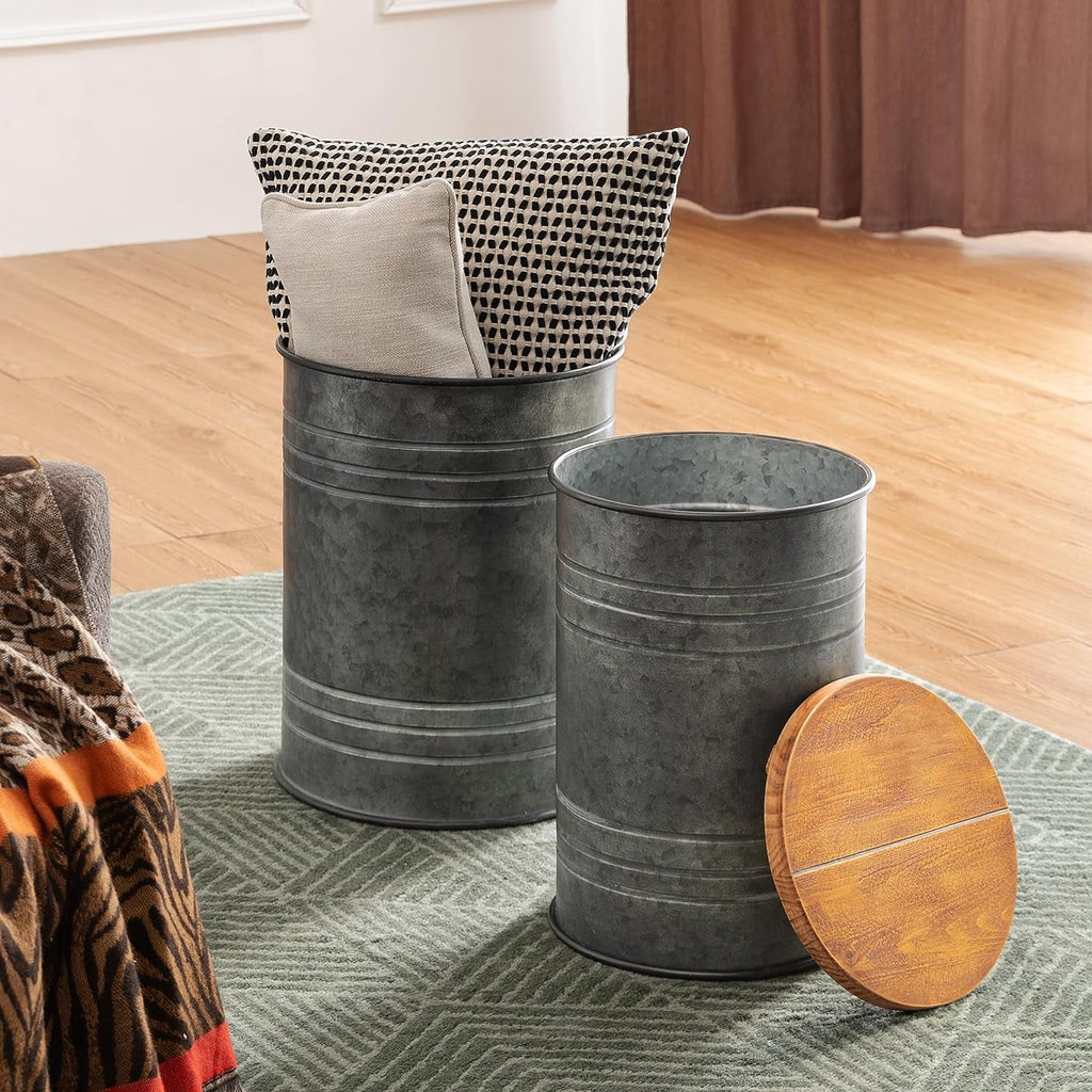 Grey Storage Ottoman and Nesting Table Set of 2 G272683