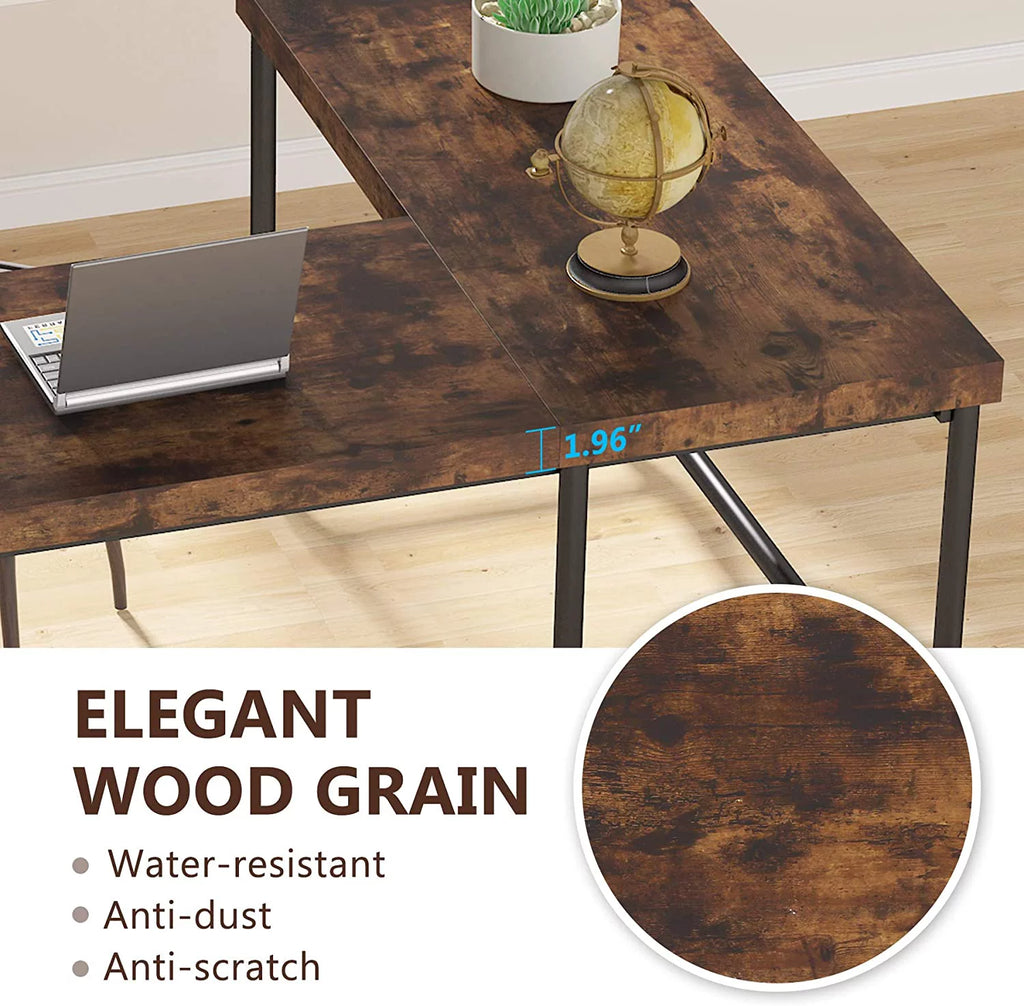 67 inch L-Shaped Corner Computer Desk with Metal Pipe Legs W431