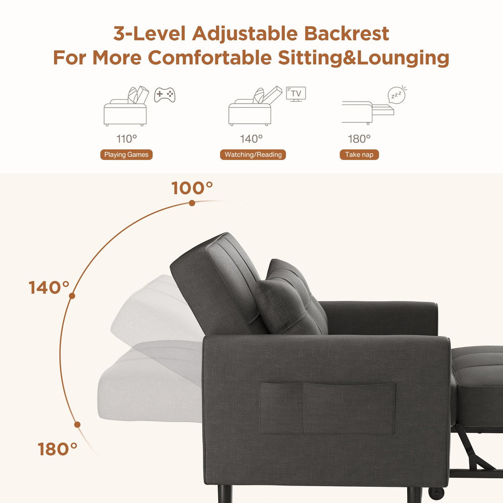 Light Gray Convertible Sofa Bed T2814