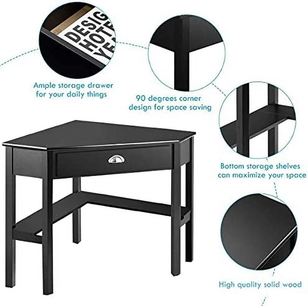 White Corner Desk with Drawer Shelves C635