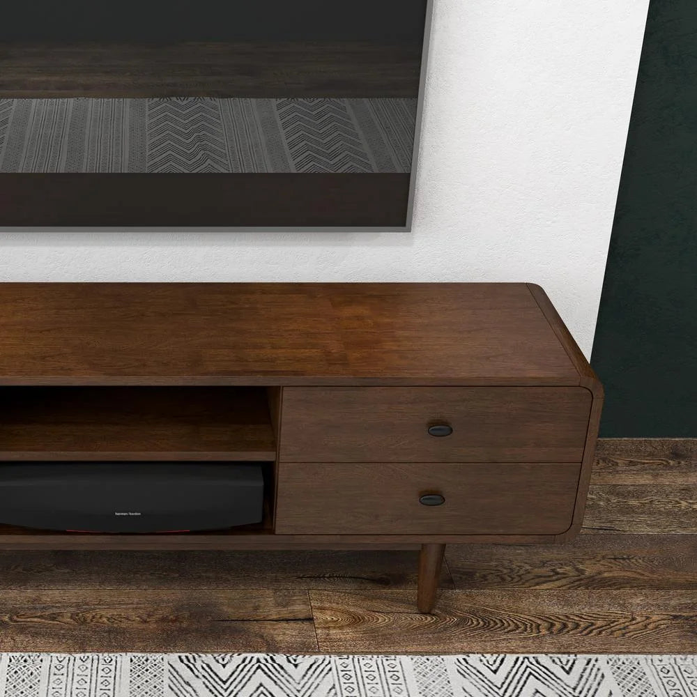 Mid-Century Modern Solid Wood Brown Tv Stand V267