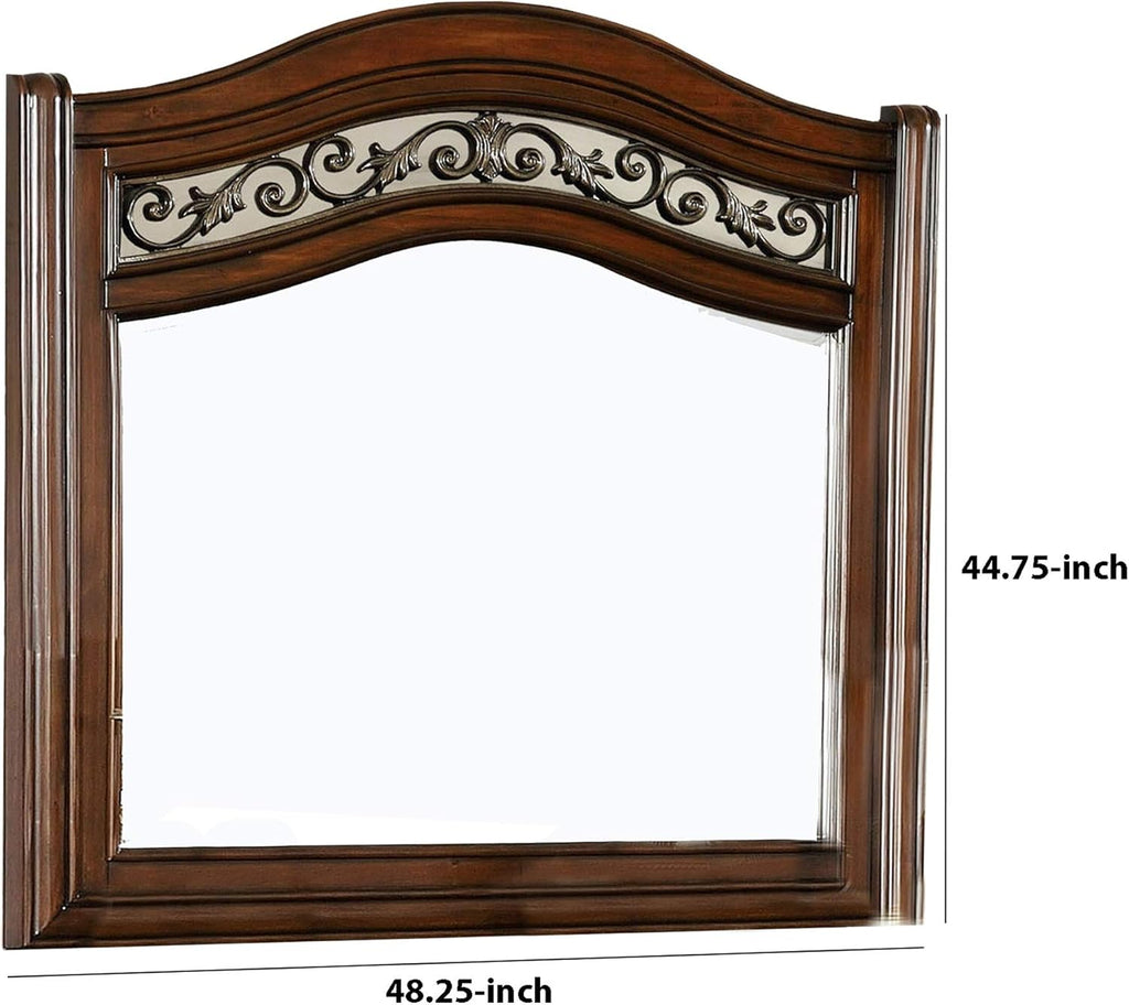 Wooden Mirror with Carvings and Molded Details E995