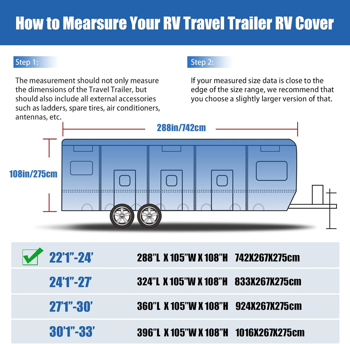 6 Layers Windproof UV Resistant RV Cover 30'1''-33' A19867