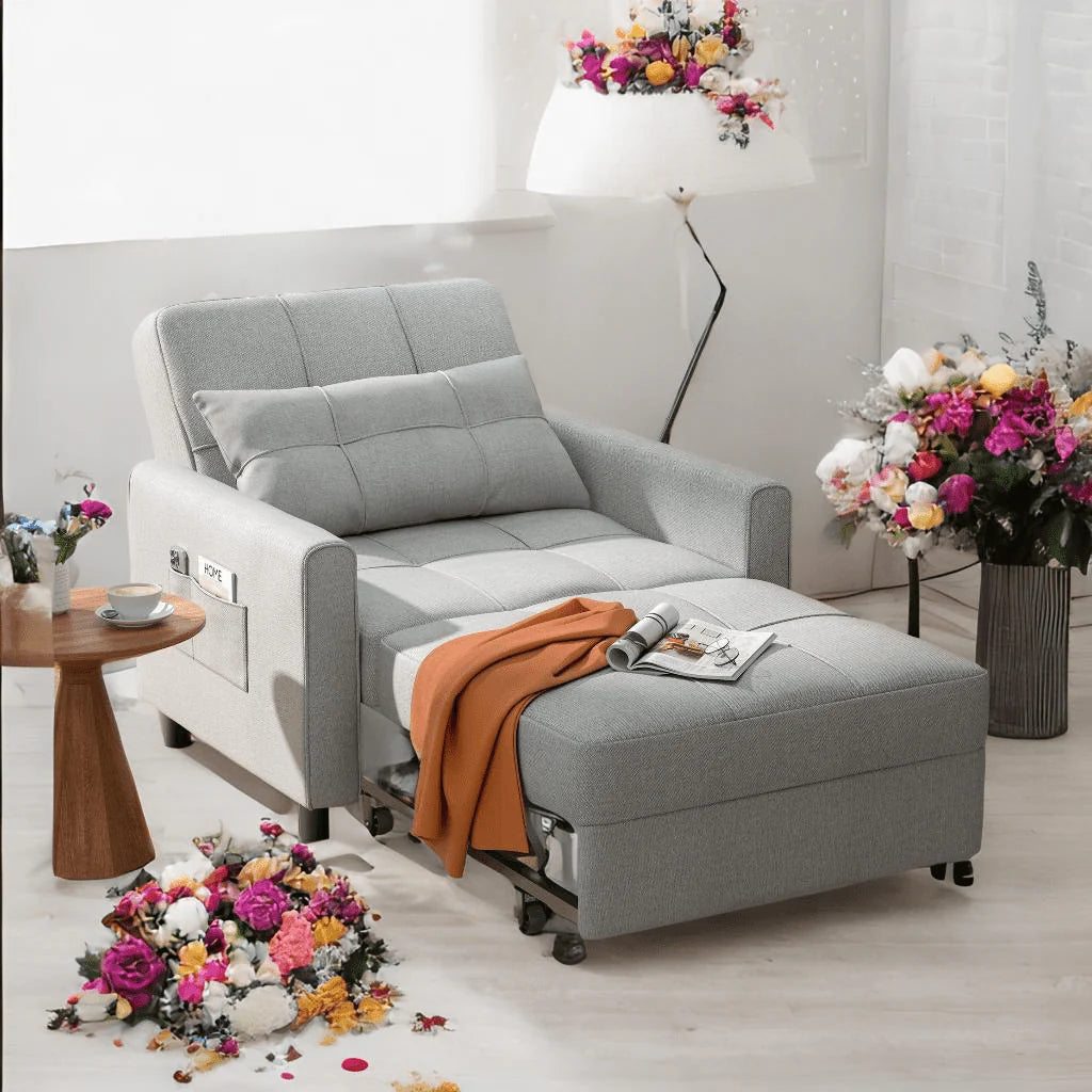 Light Gray Convertible Sofa Bed T2814