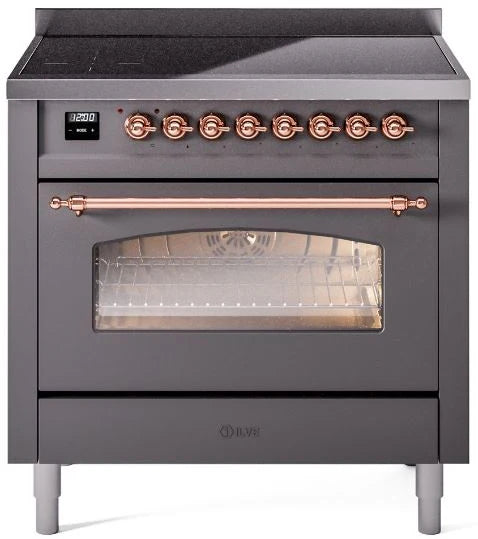 36 Induction Range with Electric Oven in Matte Graphite F379