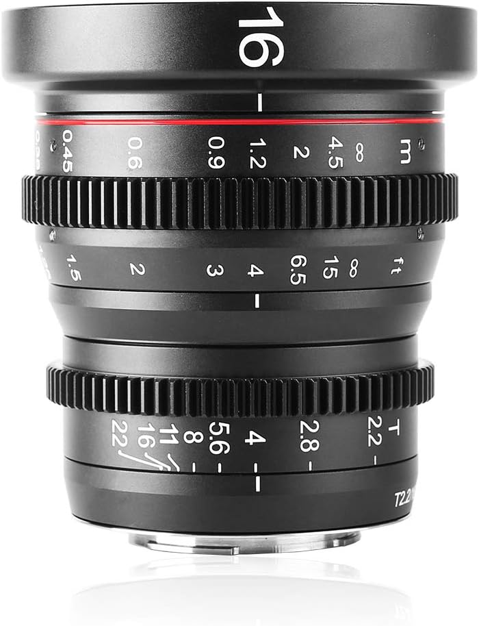 16mm T2.2 Manual Focus Wide Angle Cinema Lens for M43 Mount K79389