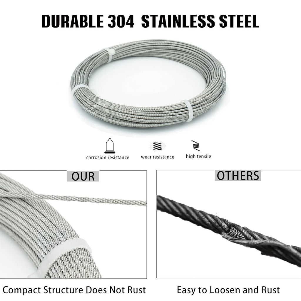 1/8 304 Stainless Steel Wire Rope 33FT O50225