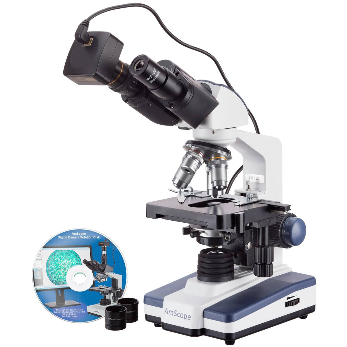 40X-2500X LED Binocular Compound Microscope with 18MP USB3 Camera M10255