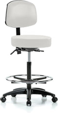 Height Adjustable Rolling Stool with Back and Footring F93171