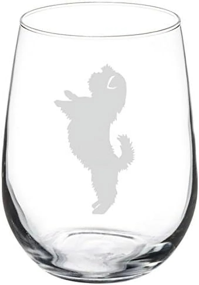 Shih Tzu Standing Stemless Wine Glass 17 Oz F456266