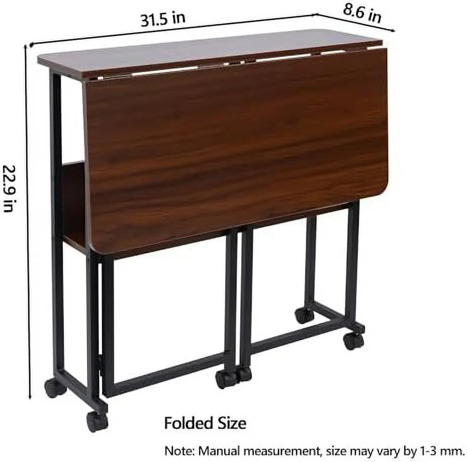Mobile Foldable Desk with 6 Wheels and Shelves X82828