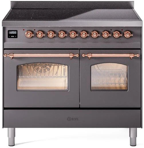 40 Induction Range with Electric Oven in Matte Graphite with Copper Trim L6455