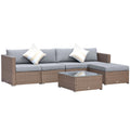 6-Piece Outdoor Patio Rattan Wicker Furniture Set with Cushion Z2746