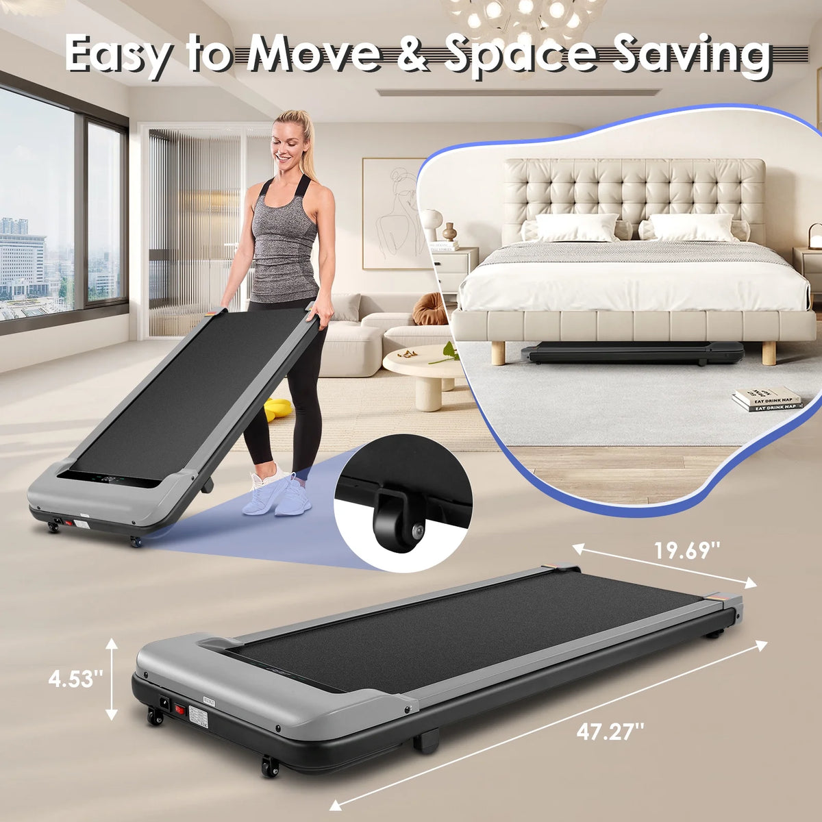 2.5HP Under Desk Treadmill with LED Display Wireless Remote Control L327