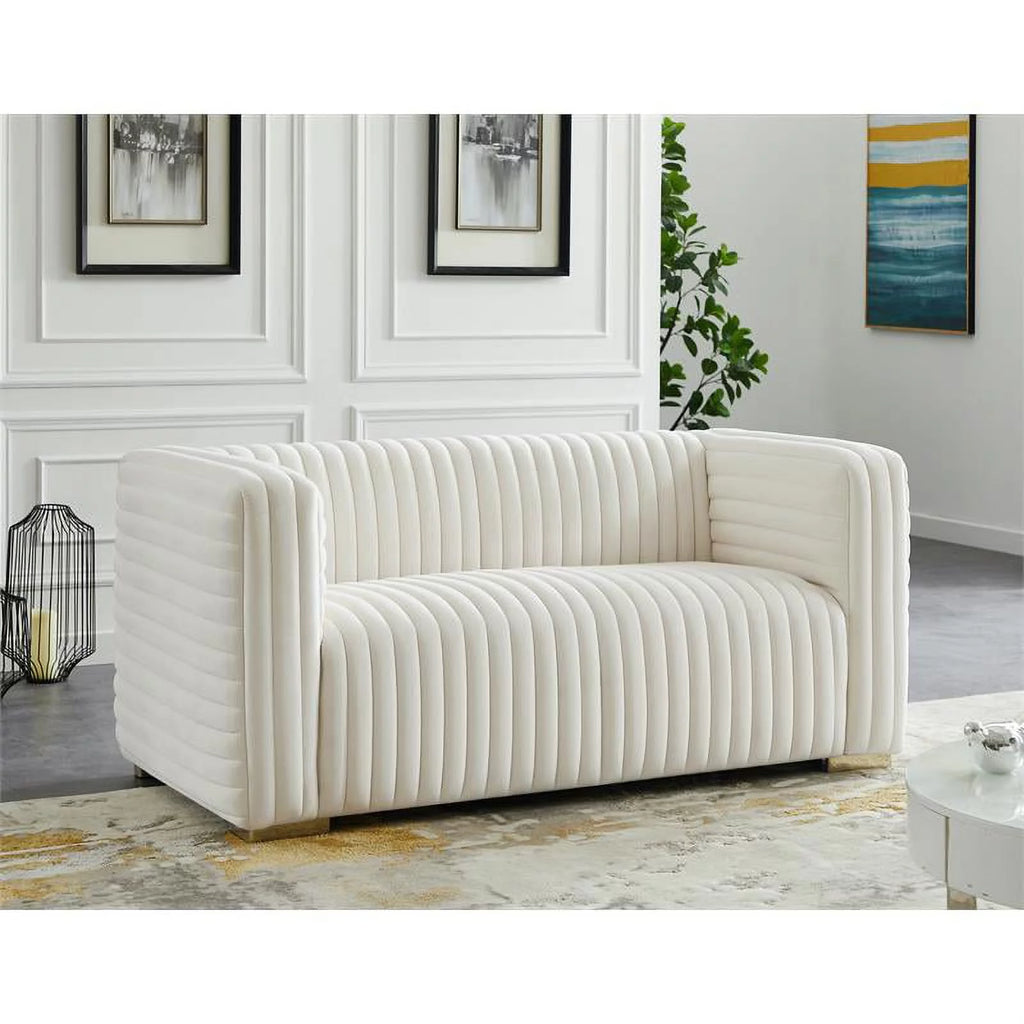 Cream Velvet Loveseat K66579