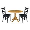 Solid Wood 3-Piece Dining Set with Drop Leaf Table and 2 Ladder Back Chairs L21991
