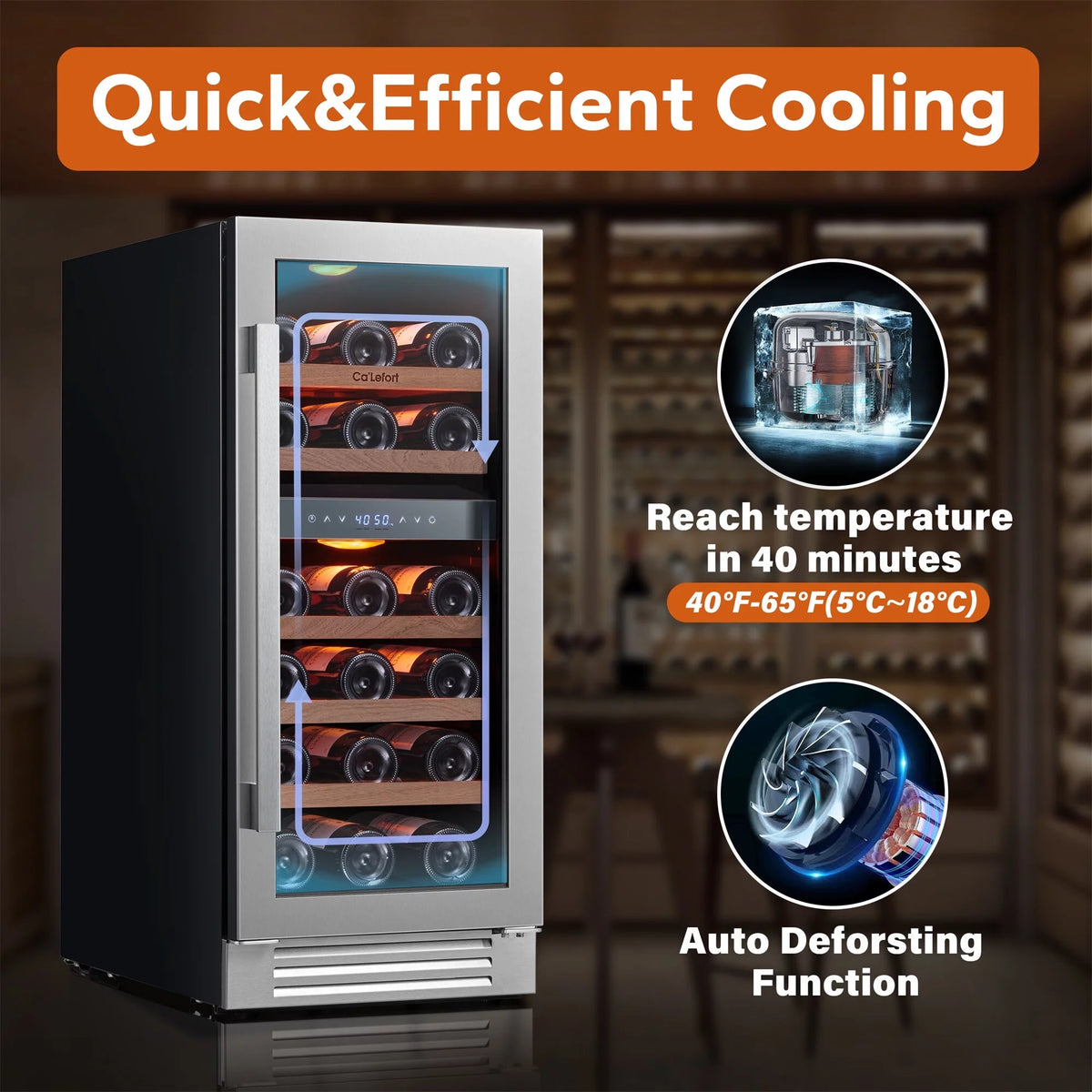 15 inch 28 Bottle Dual Zone Stainless Steel Wine Cooler Y19498