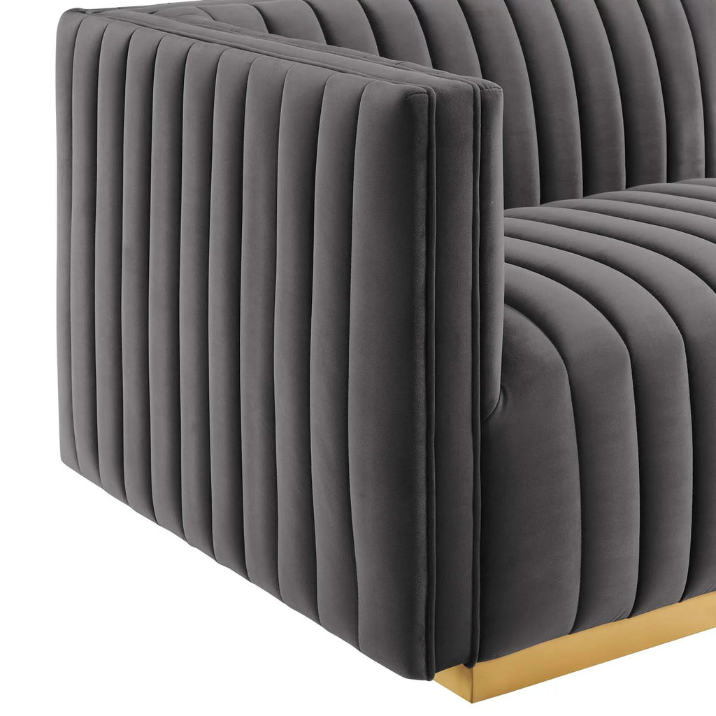 Gold Gray Velvet 4-Piece Sectional P409255