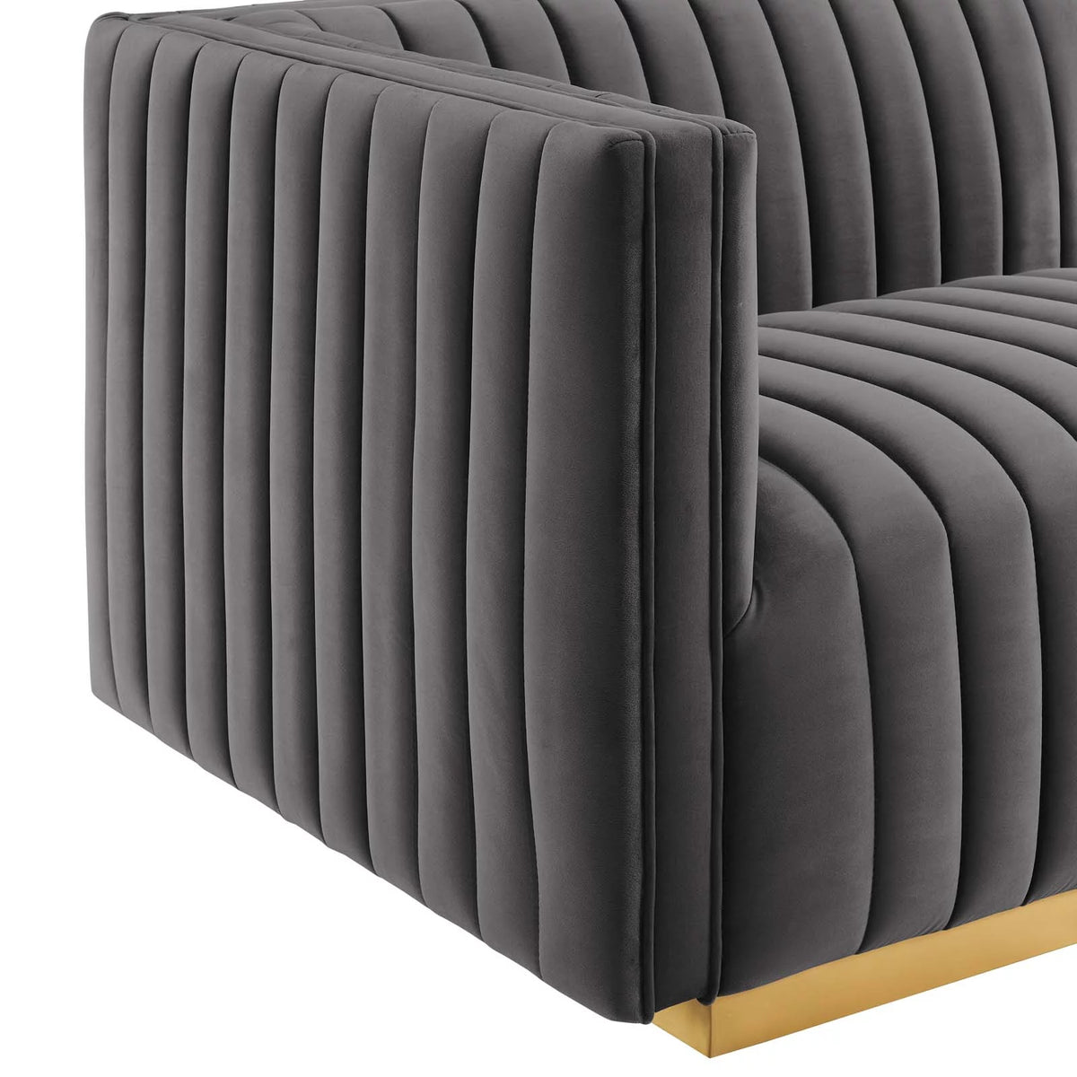 Gold Gray Velvet 4-Piece Sectional P409255