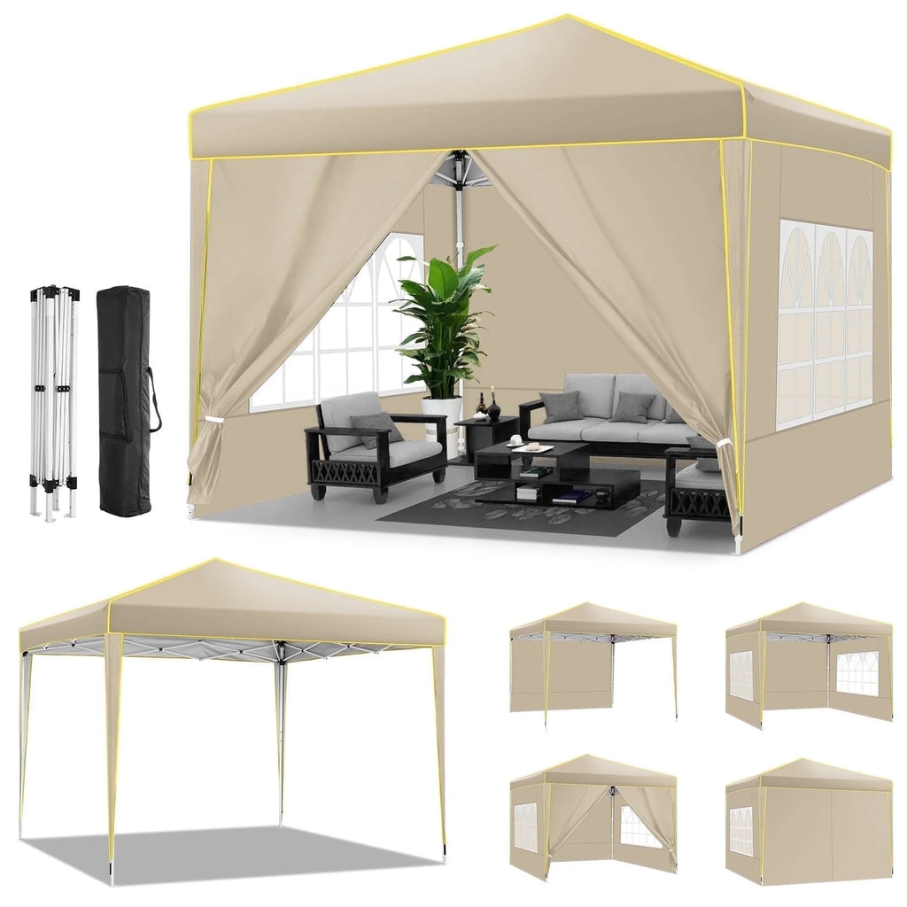 10' x 10' Pop up Canopy with 4 Removable Sidewalls and Carry Bag A5405