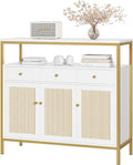 White and Gold Dresser with Drawers and Doors T470