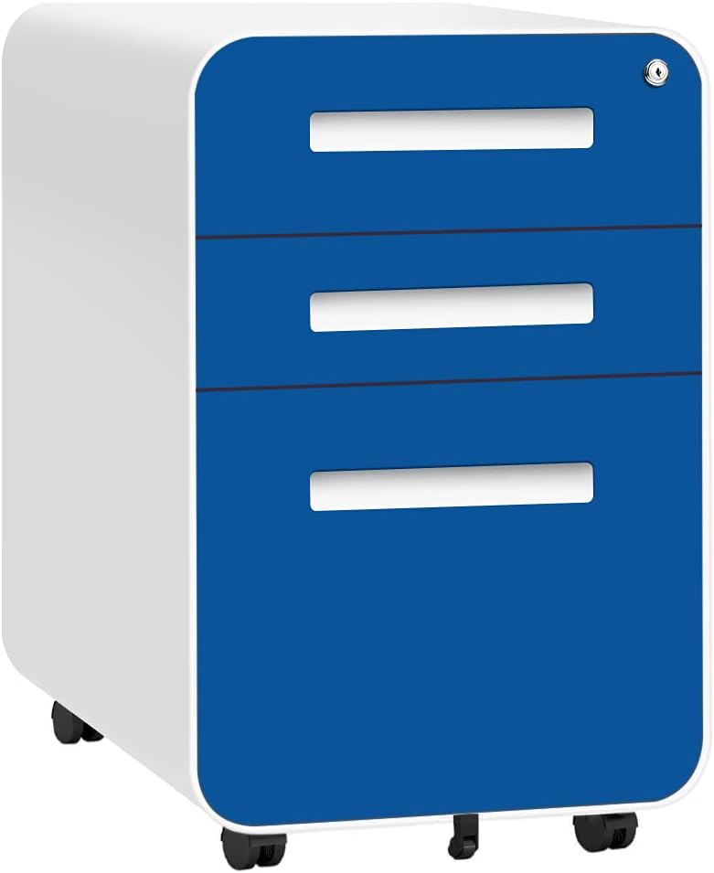 3 Drawer Locking Metal Rolling File Cabinet with Wheels K4818