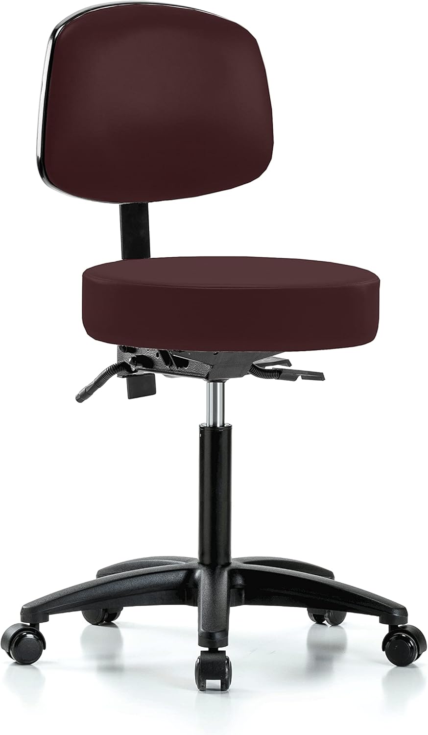 Height Adjustable Rolling Stool with Back and Footring F93171
