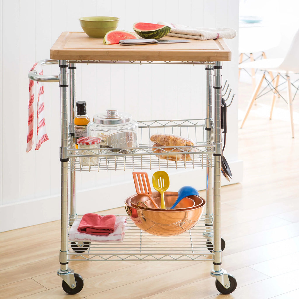 2 Tier Maple Butcher Block Cart Z99417