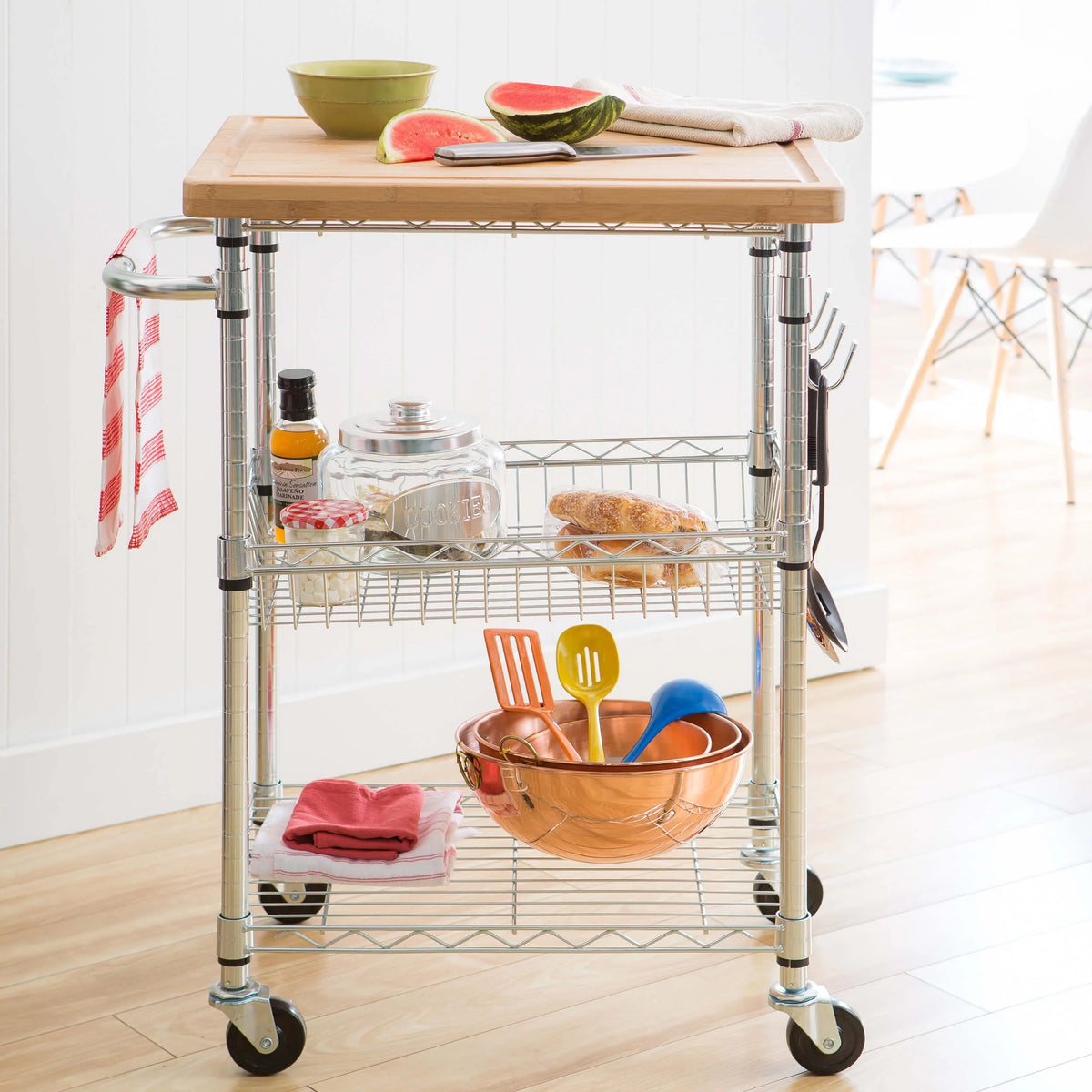 2 Tier Maple Butcher Block Cart Z99417