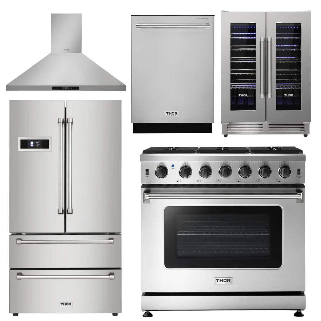 36 In. Propane Gas Range 5 Piece Kitchen Set K9717