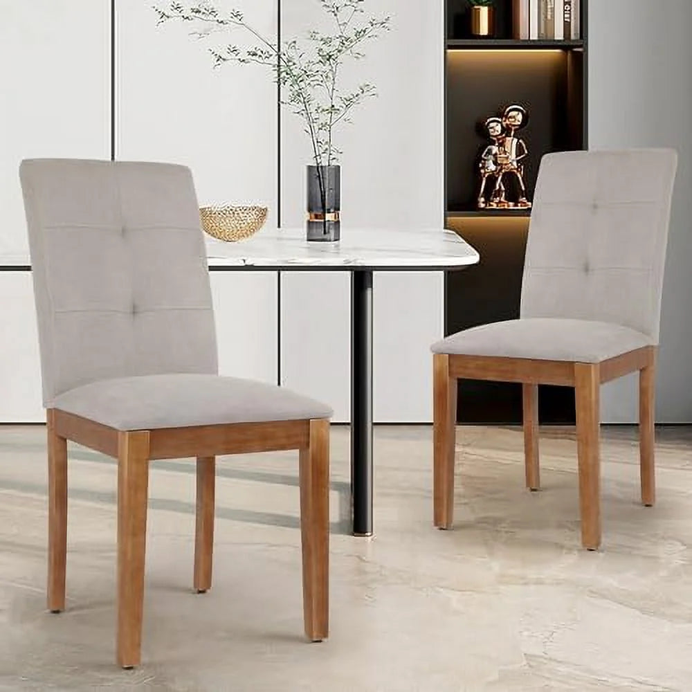 Beige Upholstered Dining Chairs Set of 4 with Wood Legs R562966