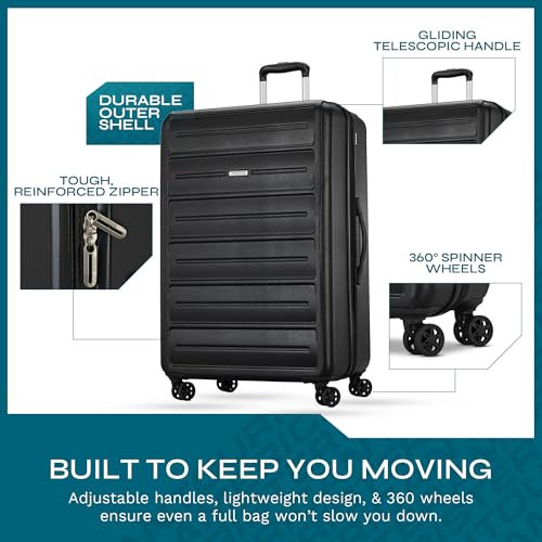 Hardshell Luggage Set 2 Piece Set 20/28" Spinner Wheels Expandable Black E53323