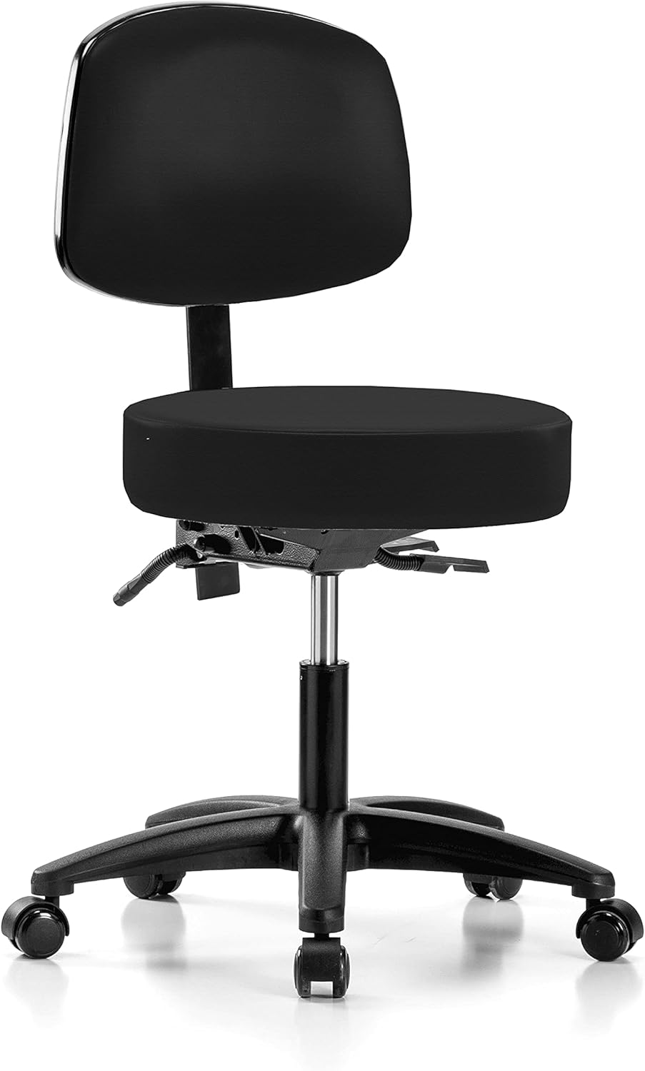 Height Adjustable Rolling Stool with Back and Footring F93171