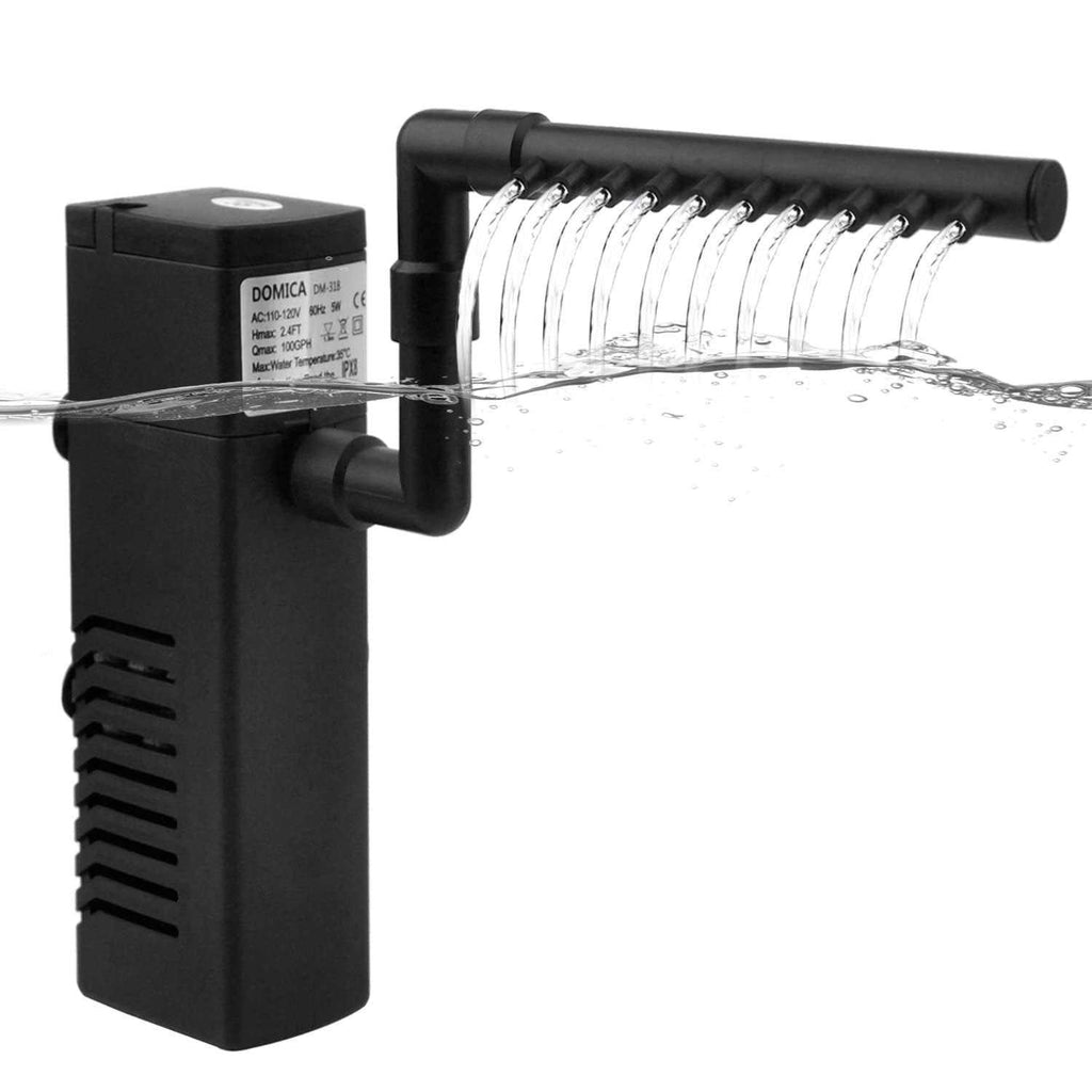 Internal Aquarium Filter with Aeration System 100Gph 5W for 5 to 15 Gallons Fish Tank U867370
