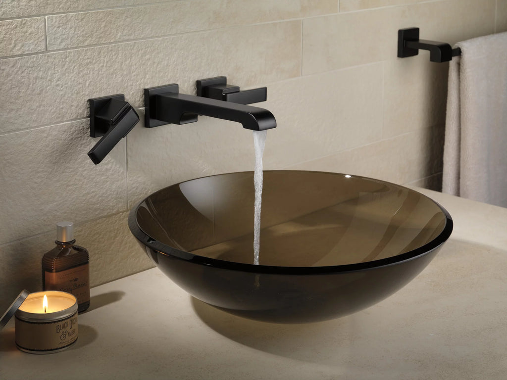 Two Handle Wall-Mount Bathroom Faucet Trim in Matte Black L68672