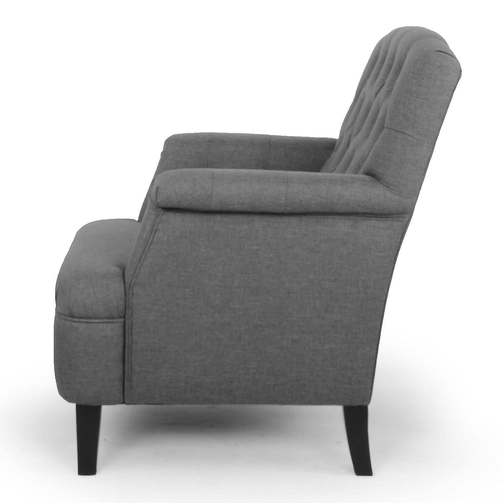 Beige Fabric Upholstered Button-Tufted Armchair T909907