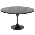 48" Round Stone Top Dining Table with Black Stainless Steel Pedestal Base C192769