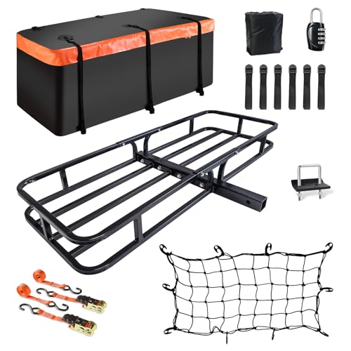 Folding Hitch Mount Cargo Carrier Basket 60" X 20" X 6" with Waterproof Cargo Bag B279487