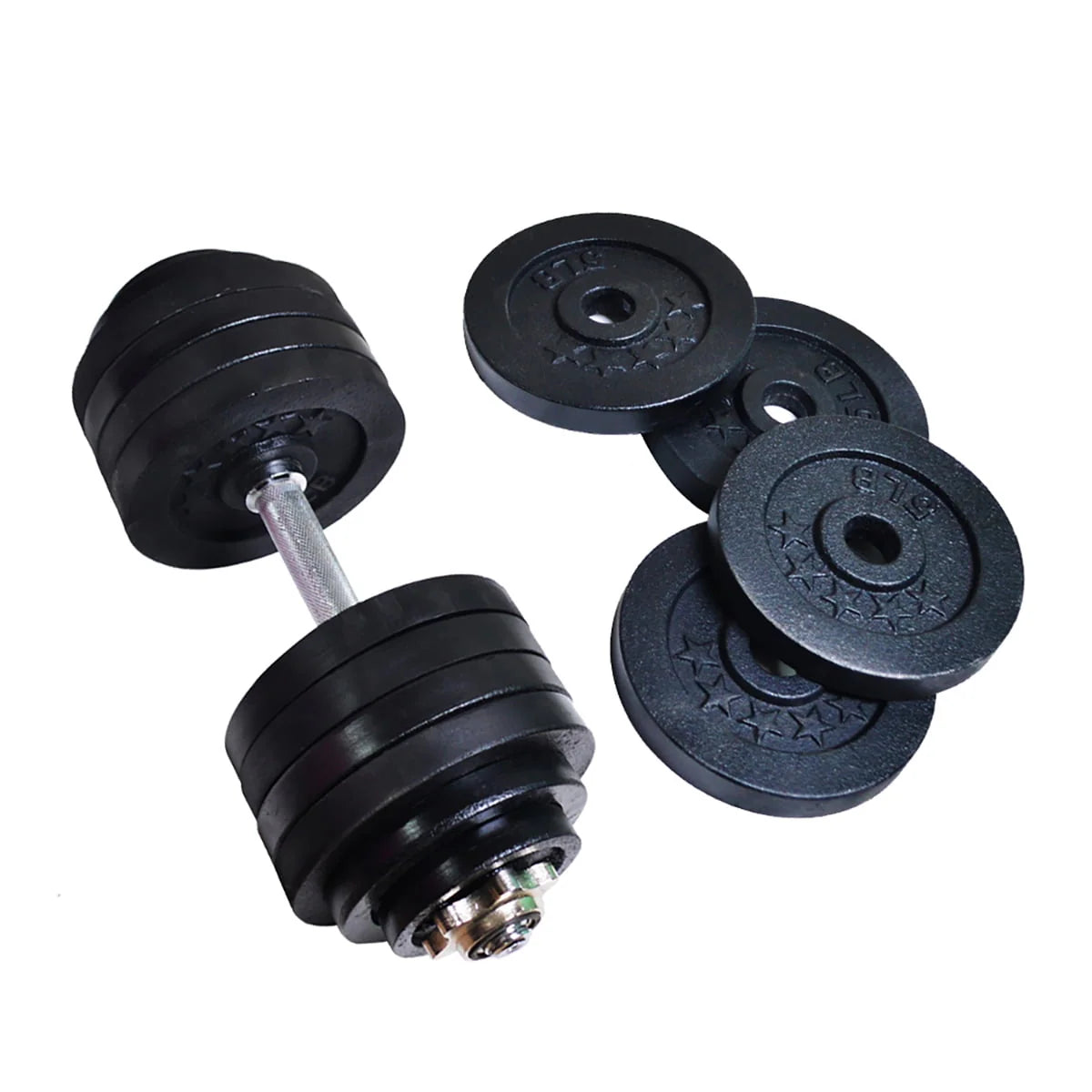 Adjustable Dumbbell Weight Set of 2 Black Cast Iron A21458