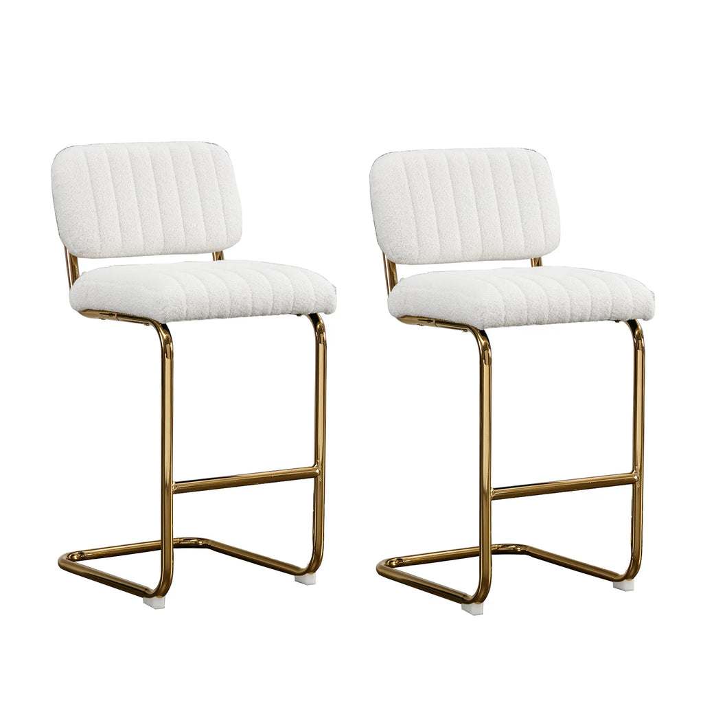 Set of 2 Teddy Fabric Upholstered Bar Stools Z1748