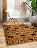 Cedar Cabin Lodge Border 5' 3 x 5' 3 Rug S806