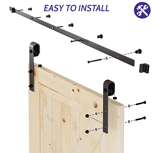 6FT Sliding Barn Door Hardware Kit Black O510924