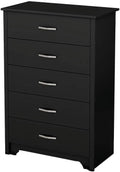 Black 5 Drawer Wood Dresser M69601