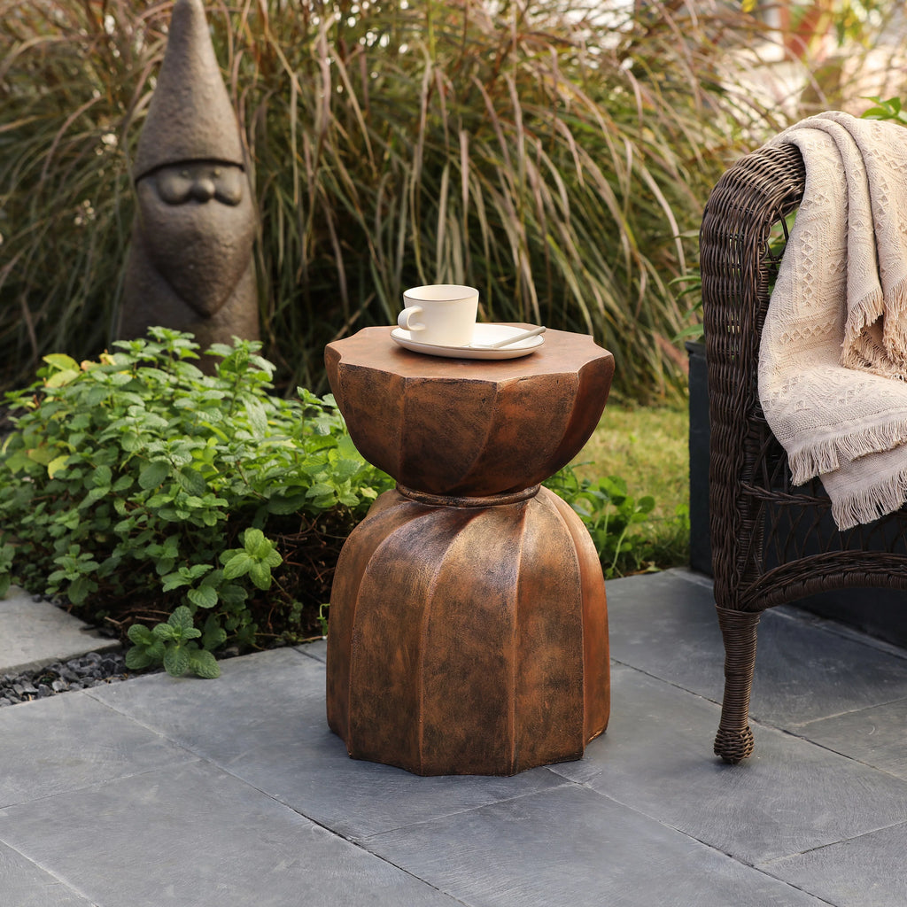 Off White Gray Cement Indoor Outdoor Side and End Table Z6028