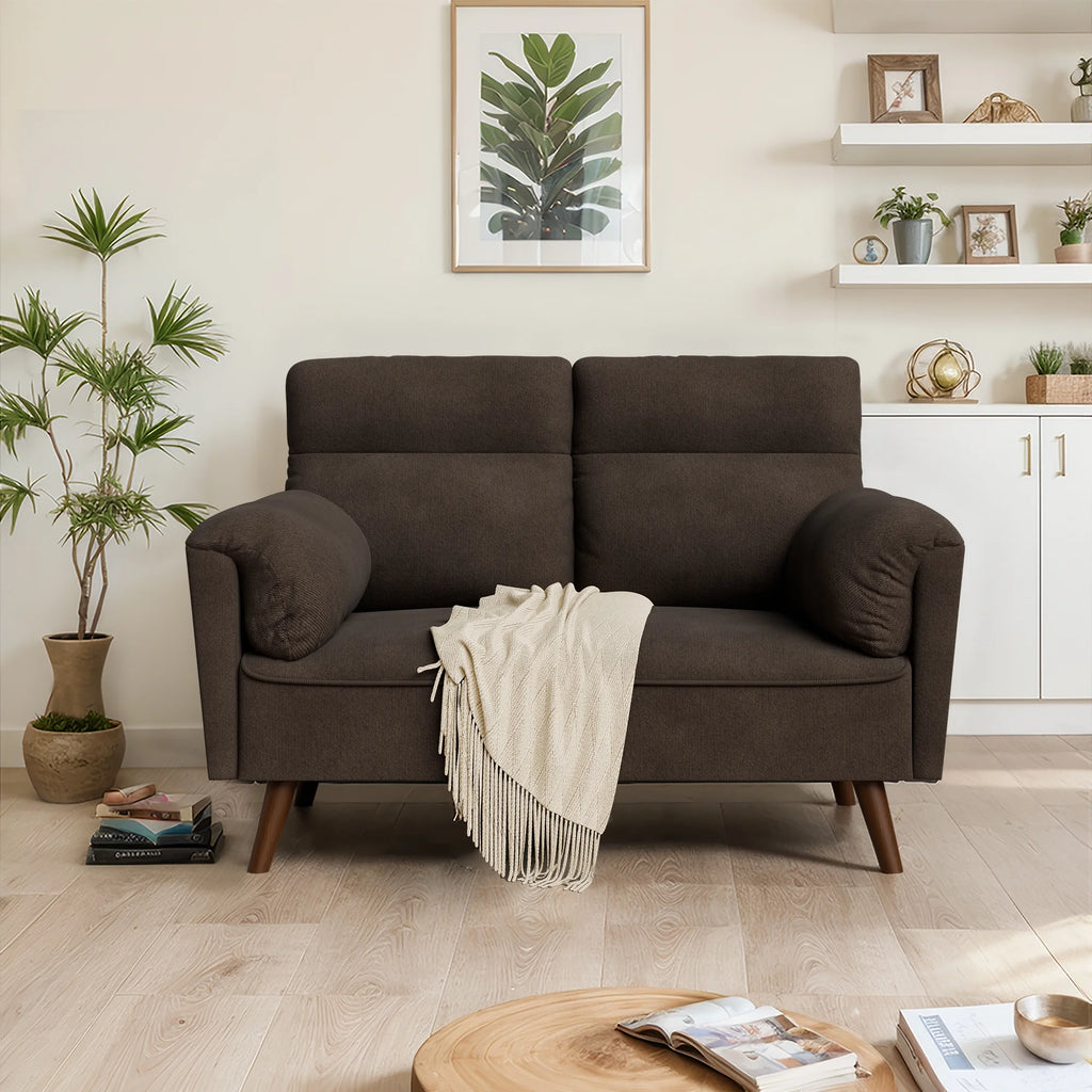 49'' Dark Gray Upholstered Loveseat Sofa with Solid Wood Legs U657