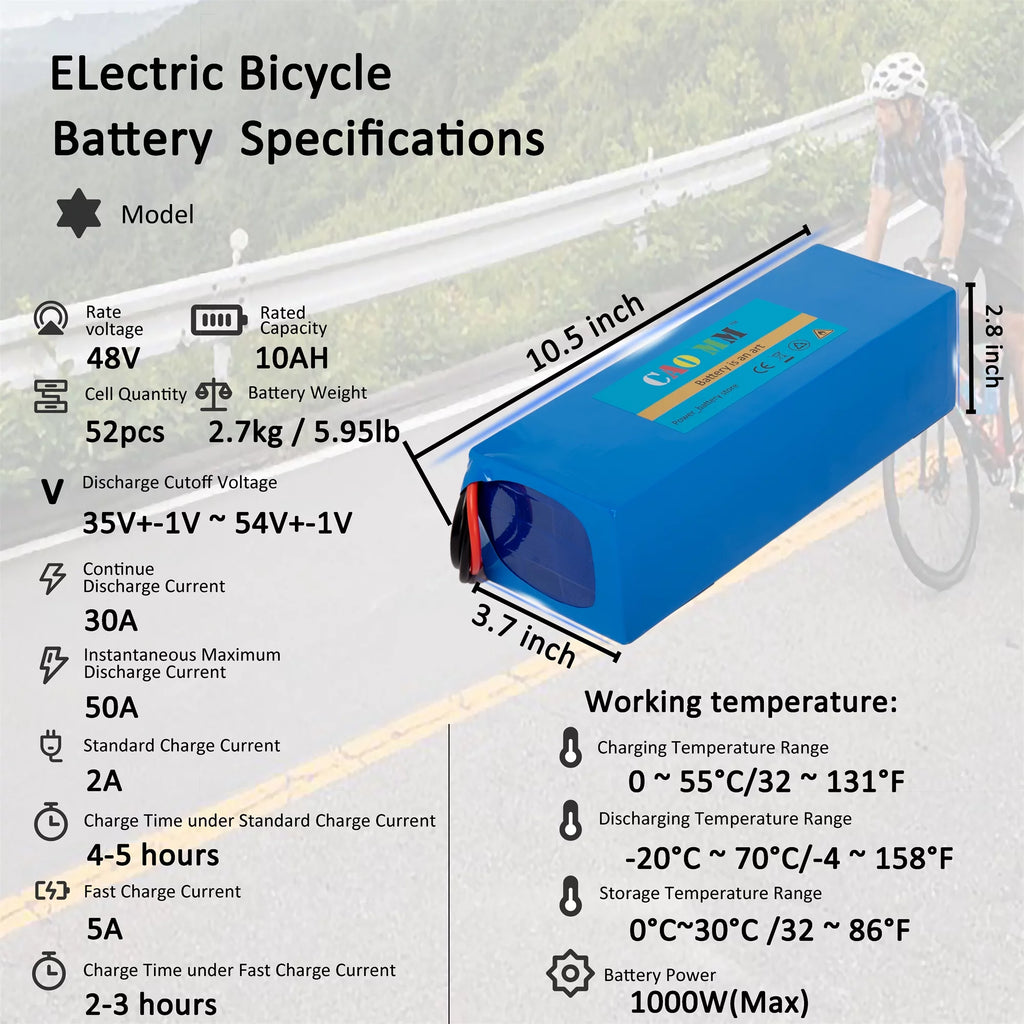 48V 14Ah Lithium Battery 30A BMS E802